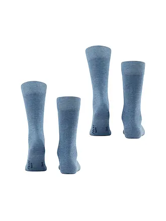FALKE | Chaussettes lot de 2 "Happy" (gris clair chiné) | blau